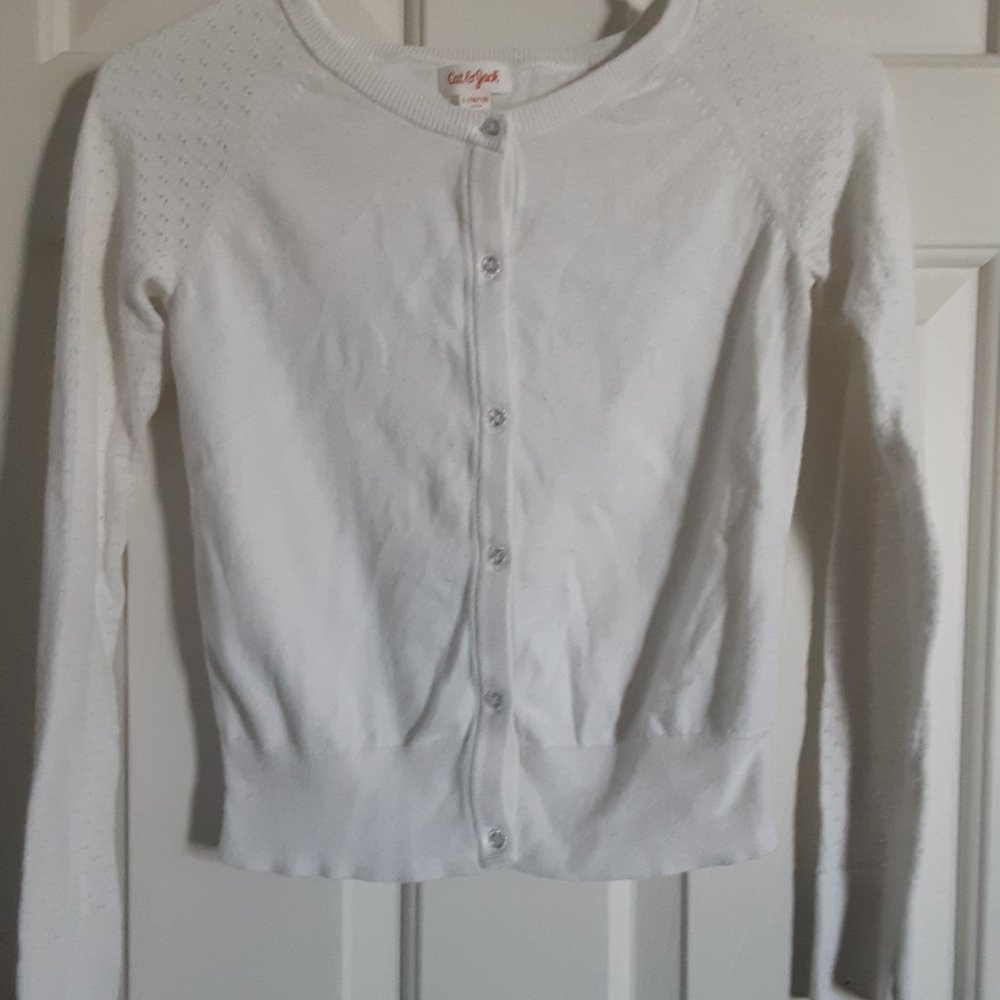 Cat and Jack Girls White Pointelle Cardigan